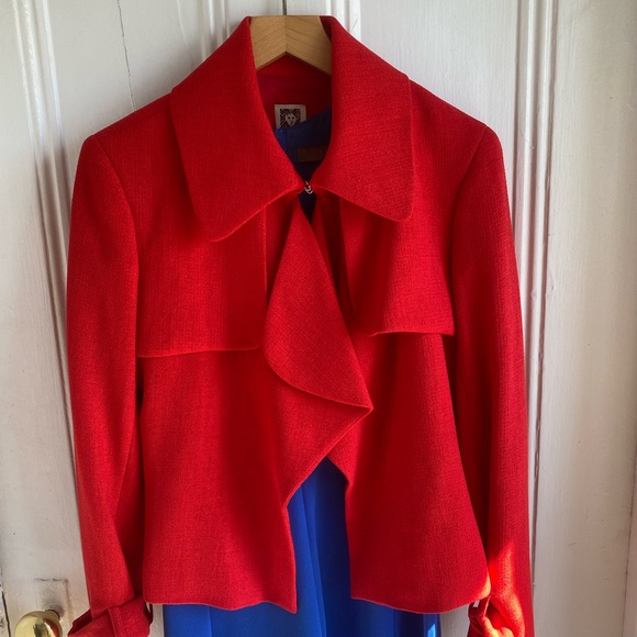 Anne Klein Short Trench Crepe
Drapey Front Jacket Memling Red
Women Size… - Picture 5 of 16